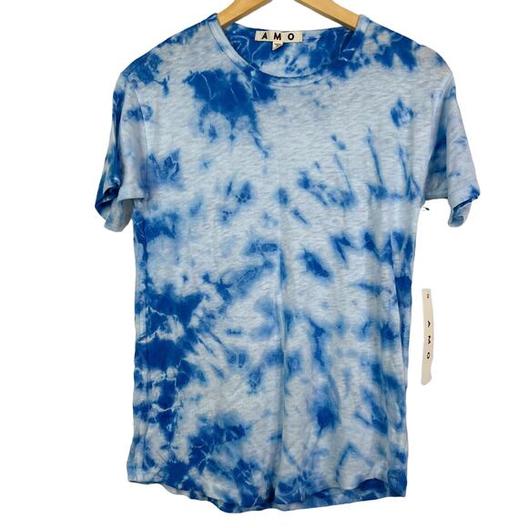 AMO Scoop Neck Tee Slub Jersey - Sky Tie Dye Size XS NWT $160 - Picture 4 of 11